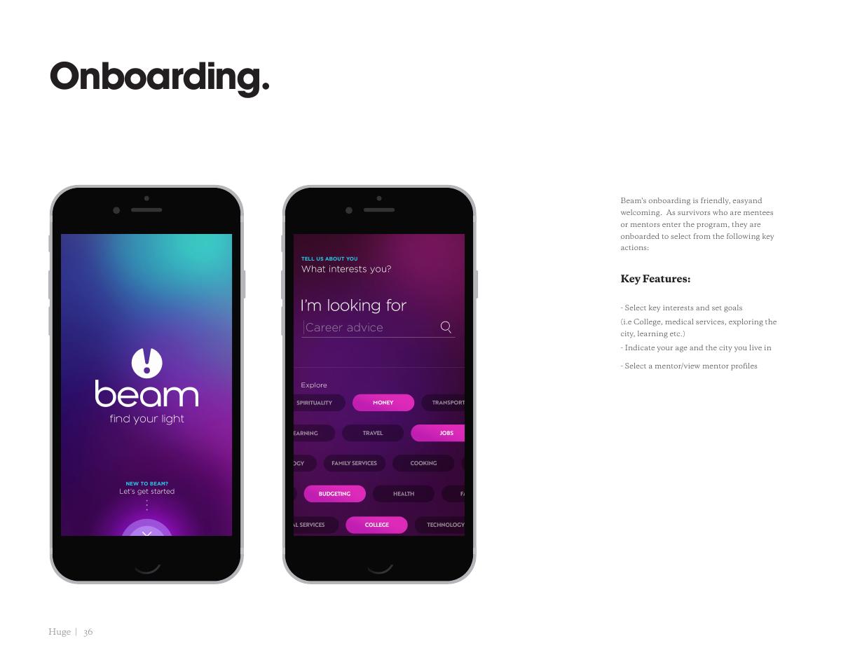 Beam app, onboarding